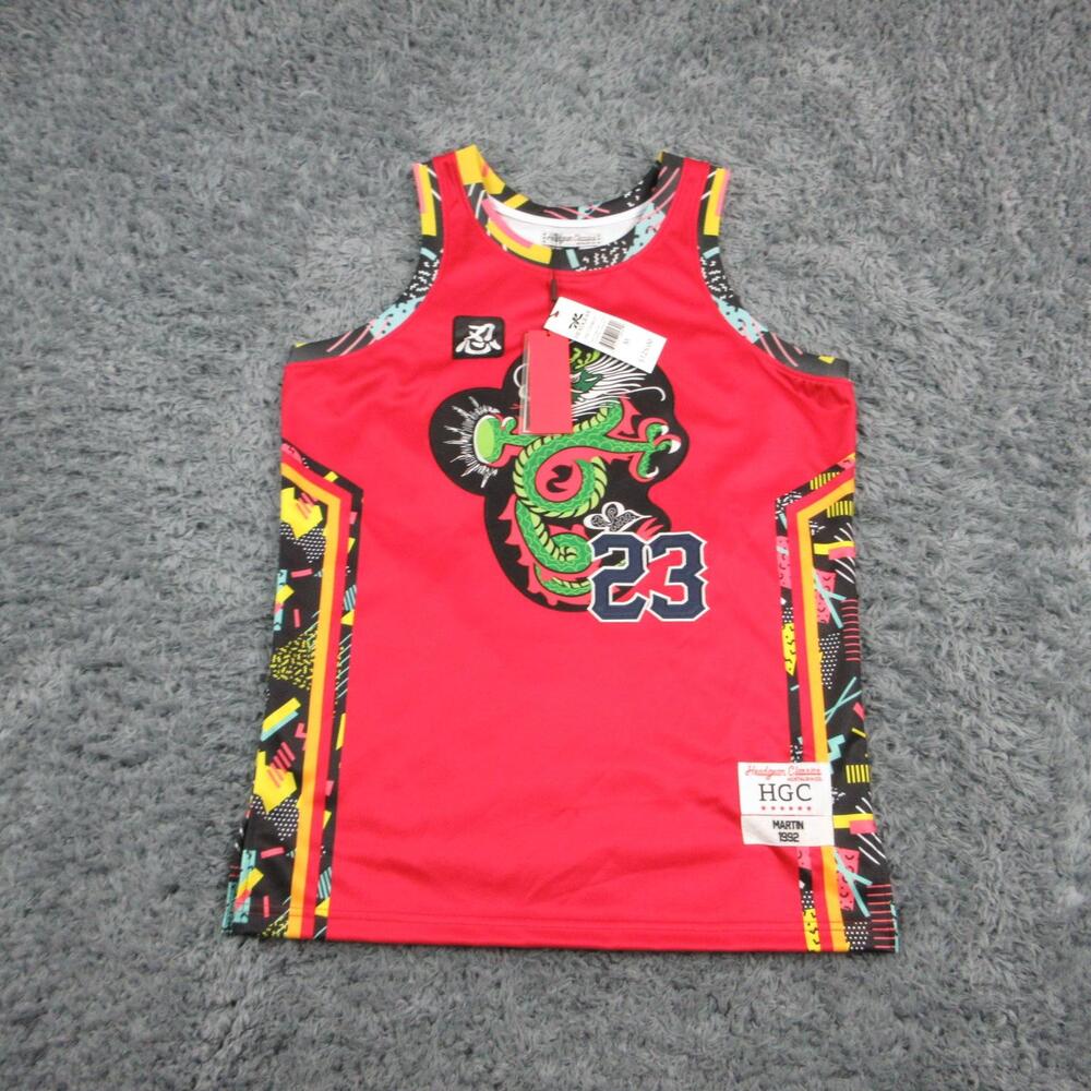 Headgear Classics Basketball Jersey Mens Medium Red Dragon Fly Jones Martin NWT